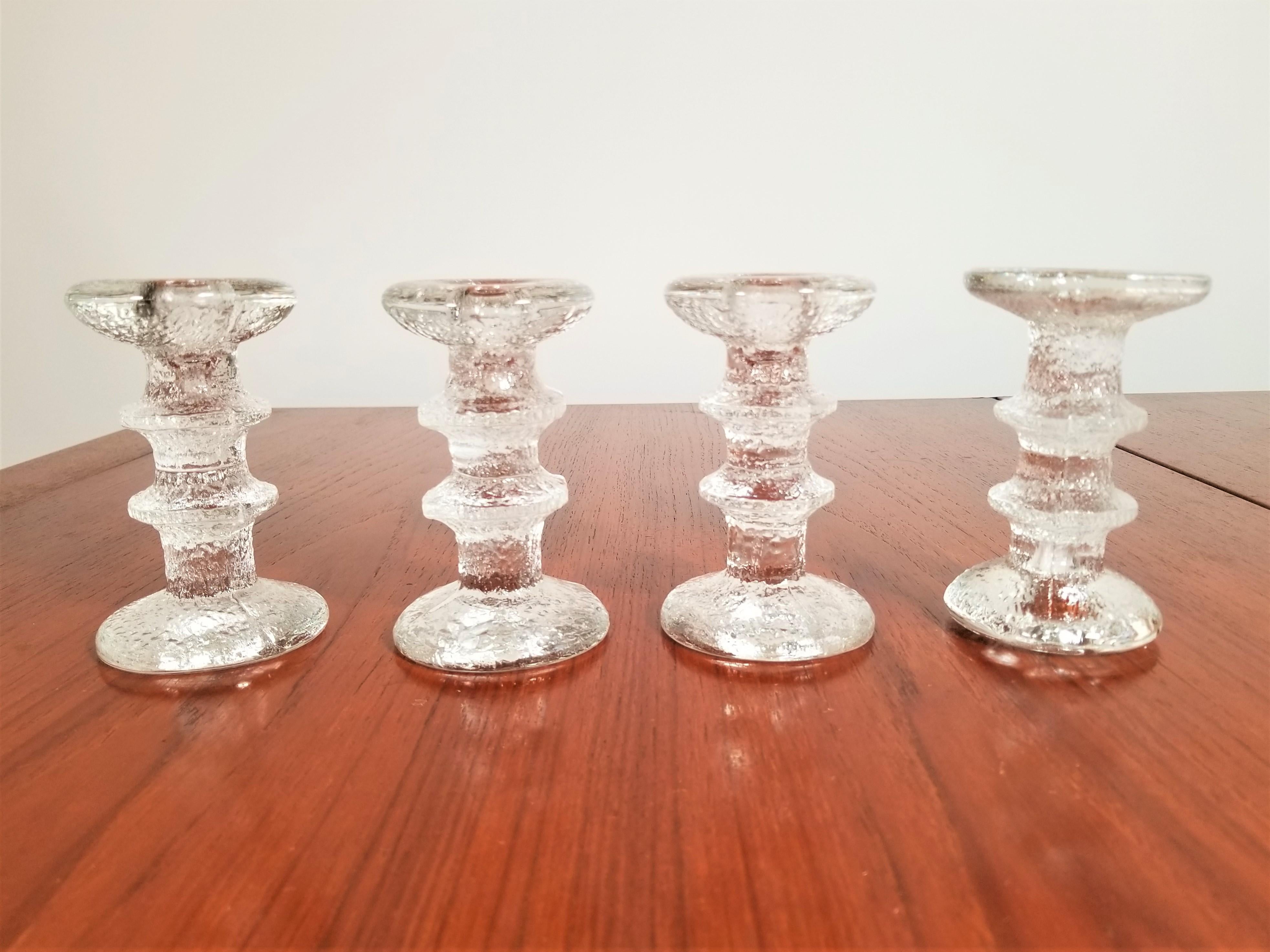 Iittala Finland Midcentury Pair of Glass Candleholders For Sale 7