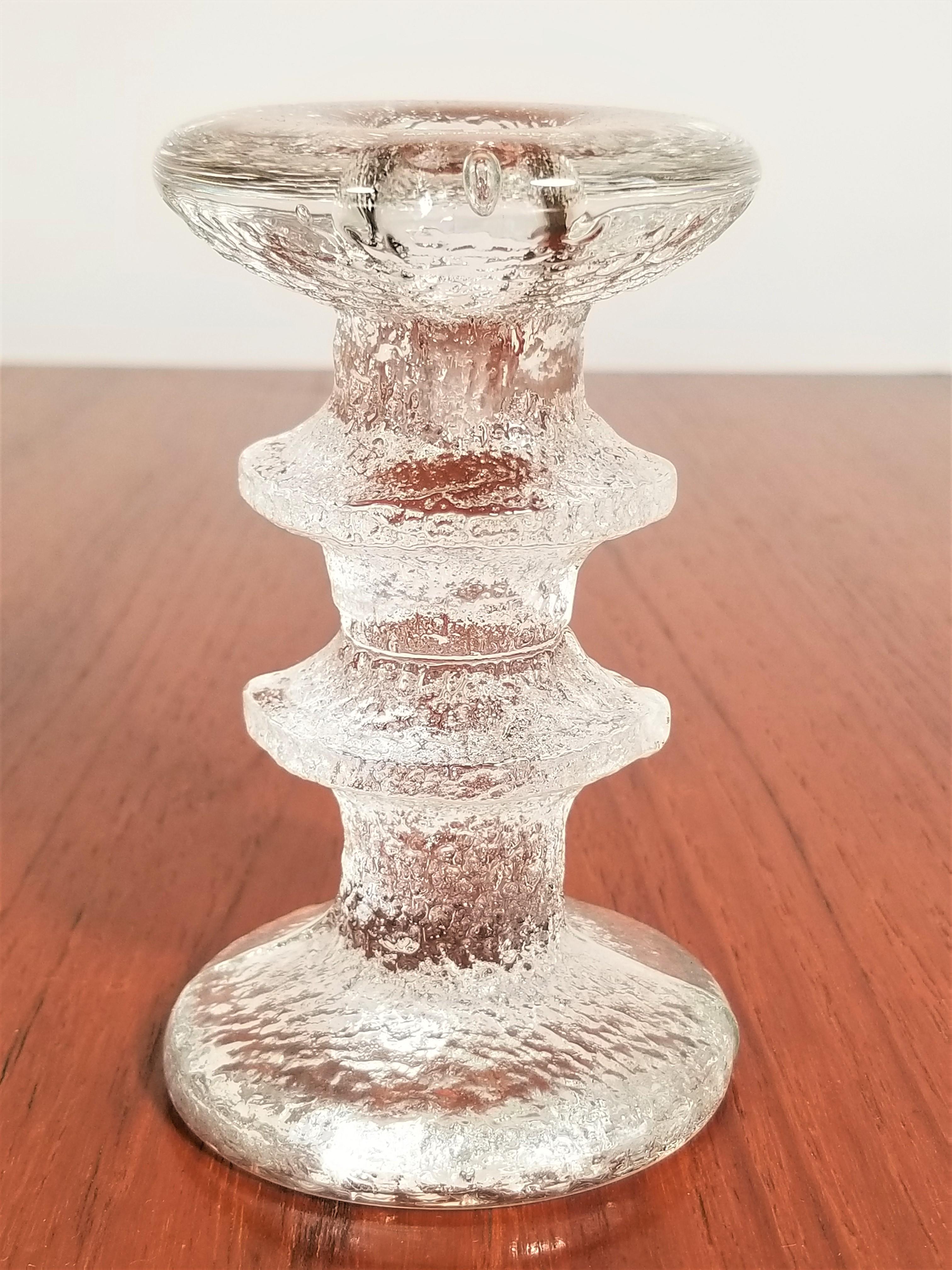 Iittala Finland Midcentury Pair of Glass Candleholders For Sale 8