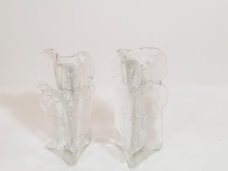 Iittala, Finland Pair of Art Glass Candleholders For Sale 8