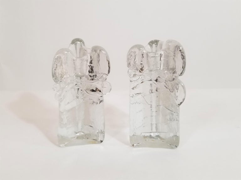 Iittala, Finland Pair of Art Glass Candleholders For Sale 7