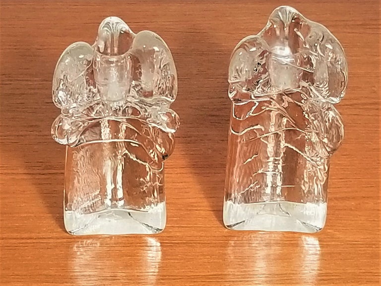 Finnish Iittala, Finland Pair of Art Glass Candleholders For Sale