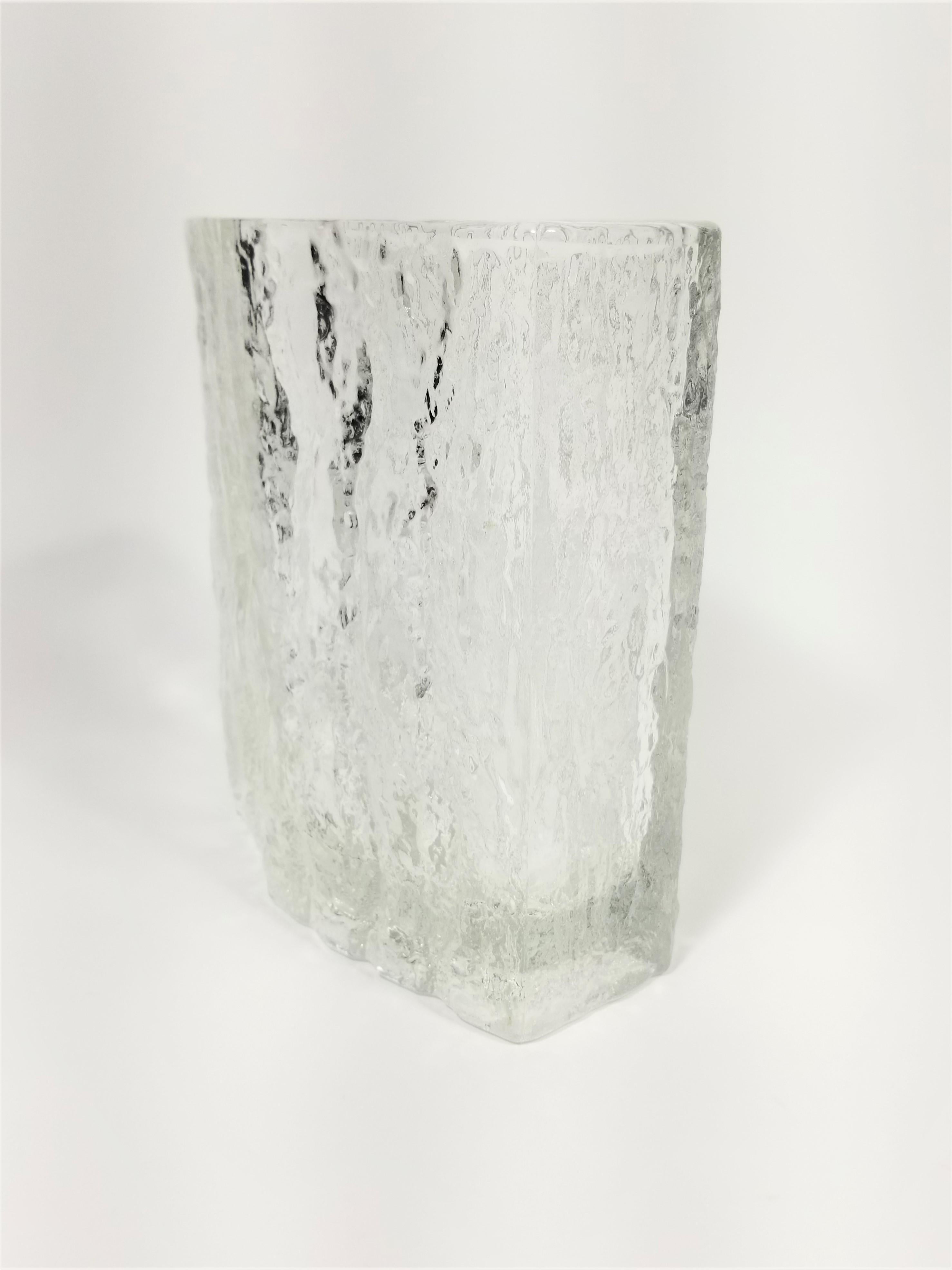 Glass Iittala Finland Vase Mid Century Modern Brutalist Design For Sale