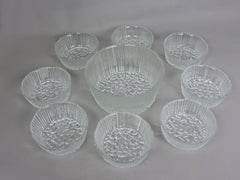 Iittala Ultima Thule Style Wirkkala Clear Ice Glass Set of Nine Serving Bowls
