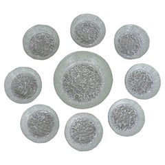 Iittala Ultima Thule Style Wirkkala Clear Ice Glass Set of Nine Serving Bowls