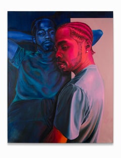 "Preservation", African-American Portrait, Figurative, Reds and Blues