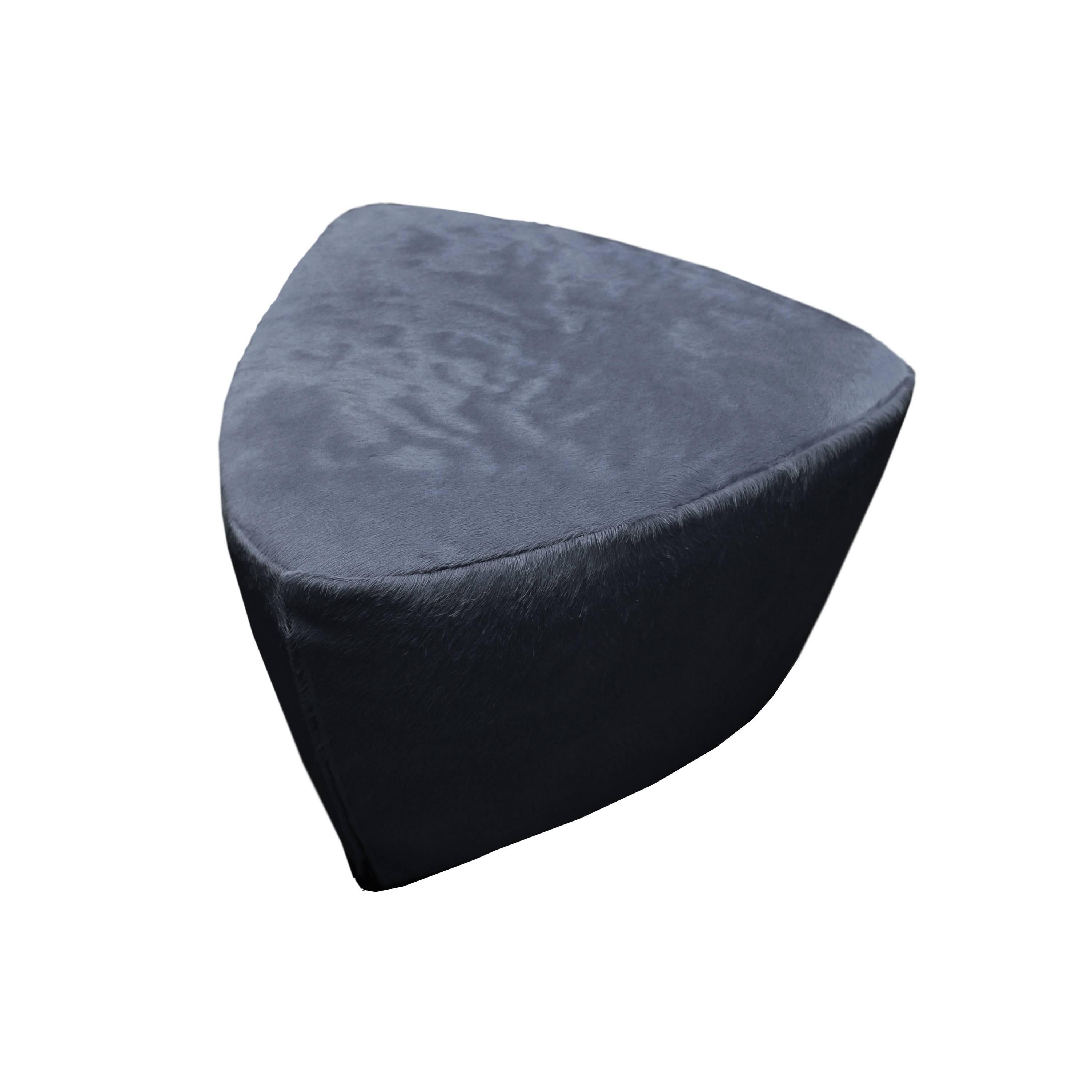 Ikaros Cowhide Footstool S, Upholstered Polygonal Pouf, Curvilinear, Handmade For Sale