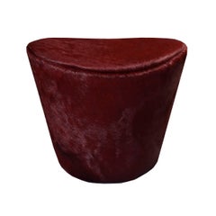 Ikaros Cowhide Footstool, Upholstered Curvilinear Stool, Handmade