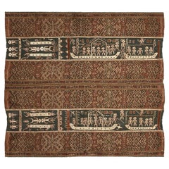 Vintage Ikat and Embroidery Textile Panel from Sumatra Indonesia