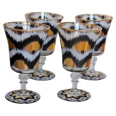 Ikat Black Gold Goblet Set of 4