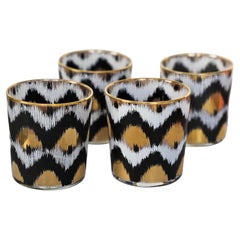 Ikat Black Gold Tumblers Set of 4