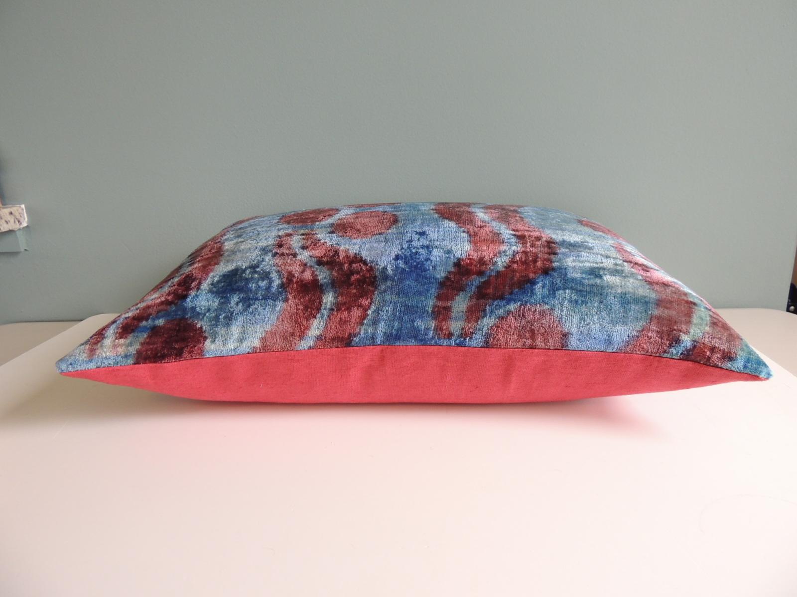 Moorish Ikat Blue and Pink Decorative Bolster Pillow