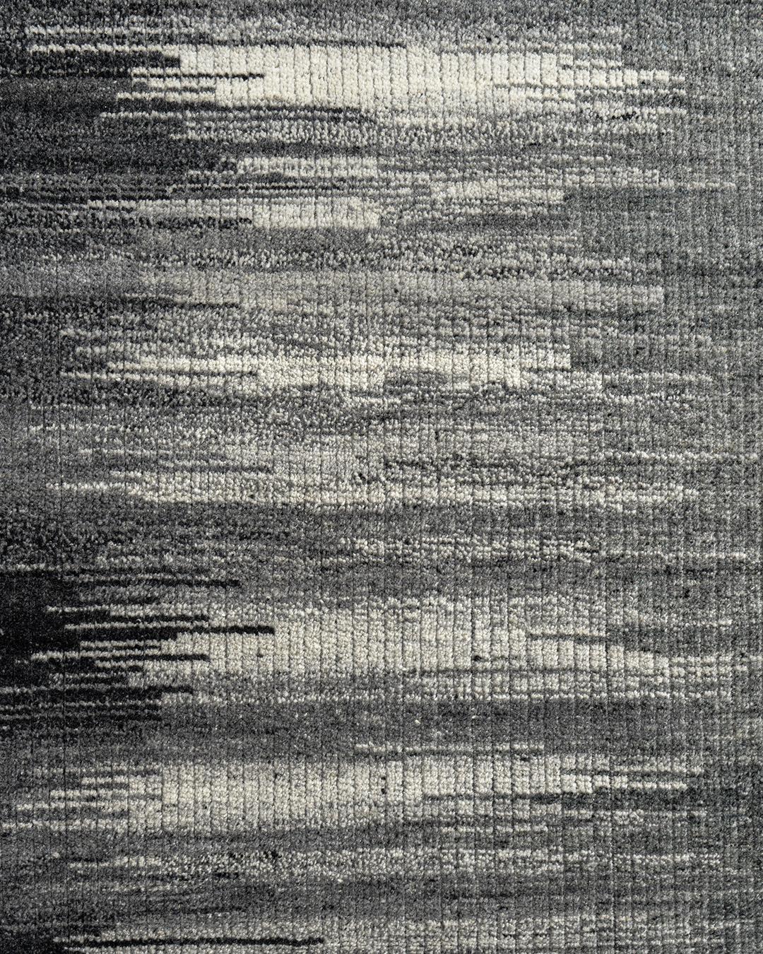 Tessuto a mano Tappeto in lana intrecciata a mano Ikat Design grigio carbone, 9' x 12' in vendita