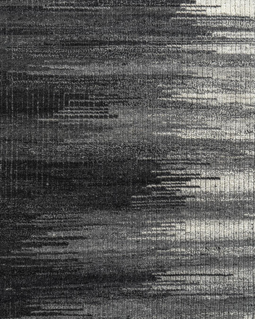 XXI secolo e contemporaneo Tappeto in lana intrecciata a mano Ikat Design grigio carbone, 9' x 12' in vendita