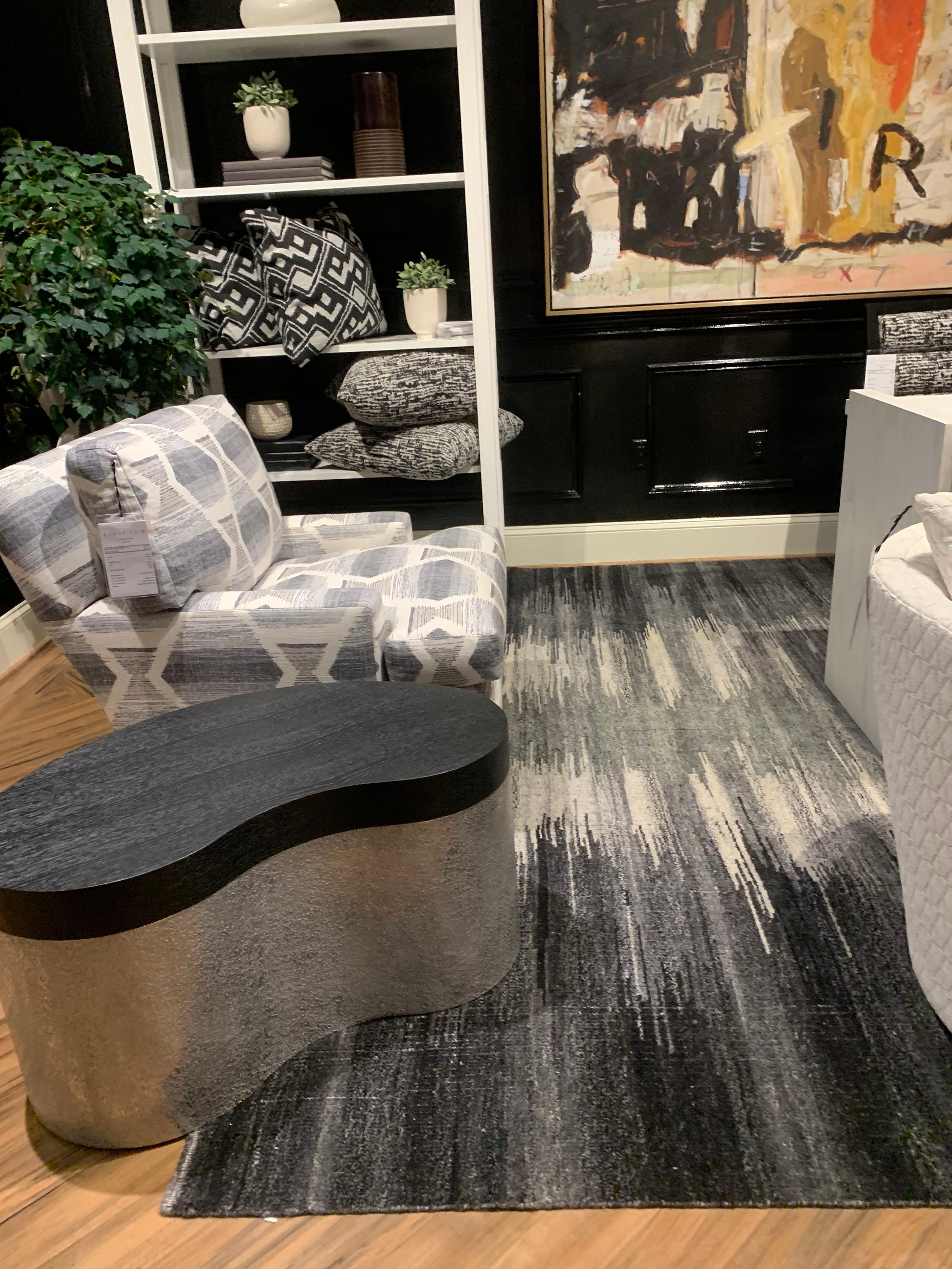 Tappeto in lana intrecciata a mano Ikat Design grigio carbone, 9' x 12' in vendita 1