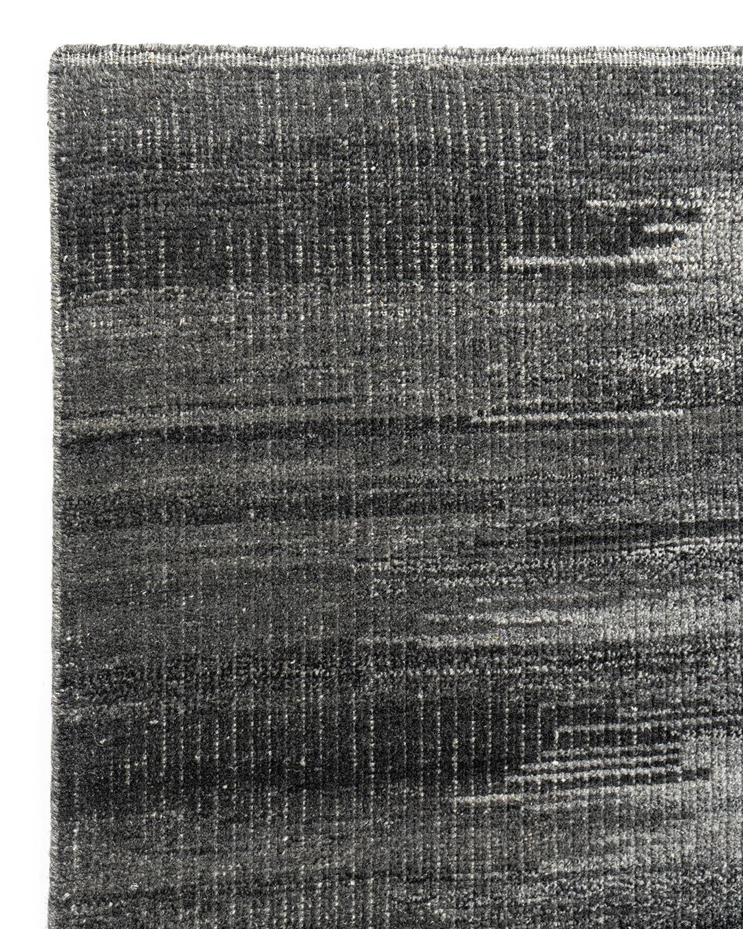 Tappeto in lana intrecciata a mano Ikat Design grigio carbone, 9' x 12' in vendita 2