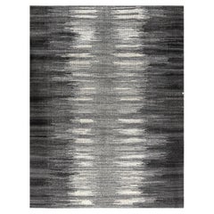 Tappeto in lana intrecciata a mano Ikat Design grigio carbone, 9' x 12'