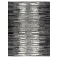Handgewebter Wollteppich in Anthrazitgrau im Ikat-Design, 9' x 12'