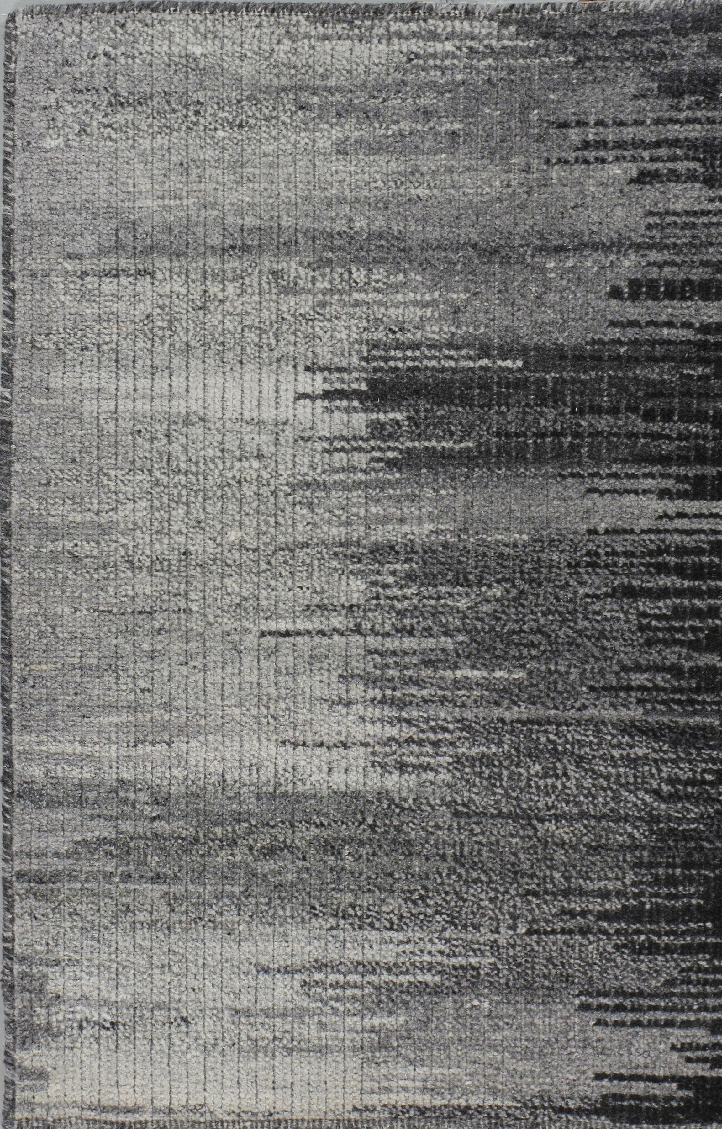 Ikat Design Gray-Charcoal Hand Woven Wool Rug, 12'2 x 14'10. Mit einem Hi-Low-Stil gewebt, um einen visuell atemberaubenden Look zu schaffen, der in einer Vielzahl von Umgebungen funktioniert. Handgewebt mit Wolle auf Baumwollbasis, um einen Teppich
