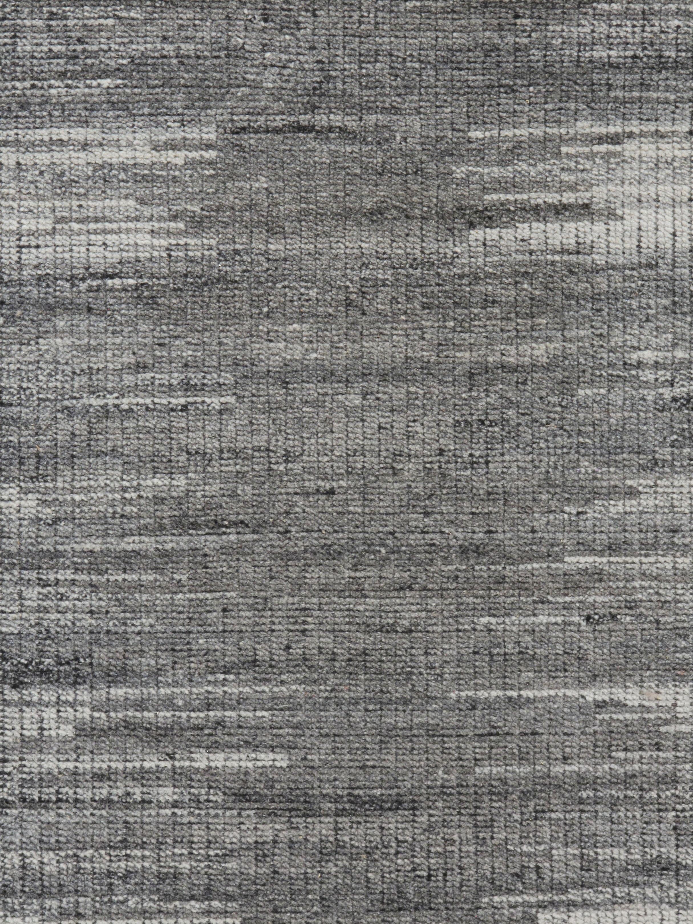 Handgewebter Wollteppich in Grau-Charcoal im Ikat-Design, 12'2 x 14'10 im Zustand „Neu“ im Angebot in New York, NY