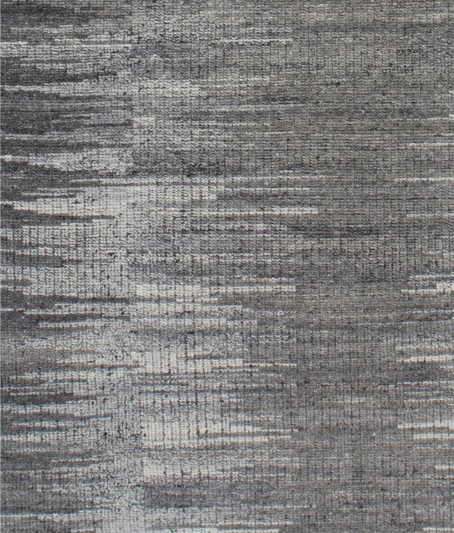 Tappeto in lana intrecciata a mano Ikat Design Grigio-Carbone, 12'2 x 14'10 in vendita 1