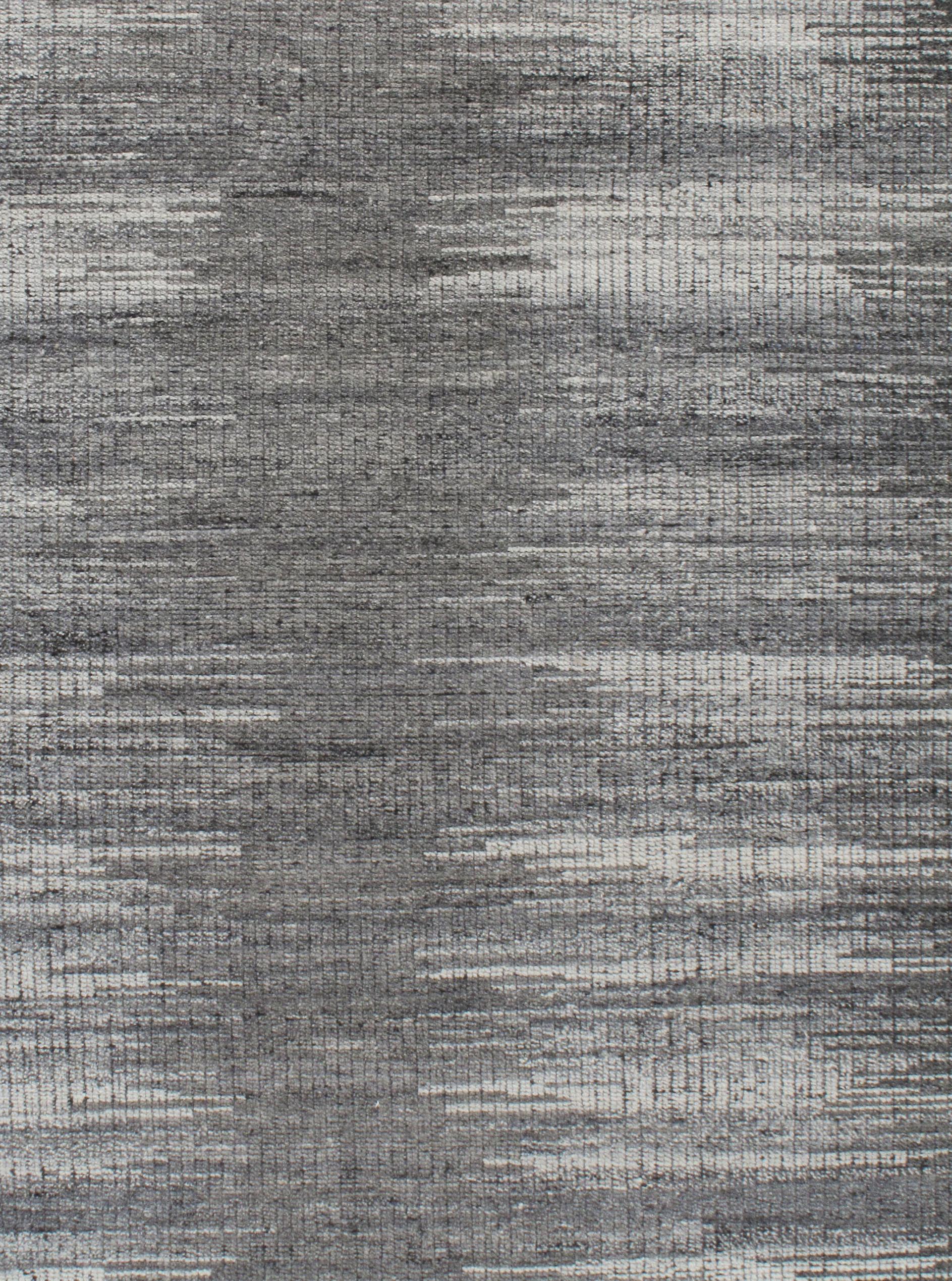 Tappeto in lana intrecciata a mano Ikat Design Grigio-Carbone, 12'2 x 14'10 in vendita 2