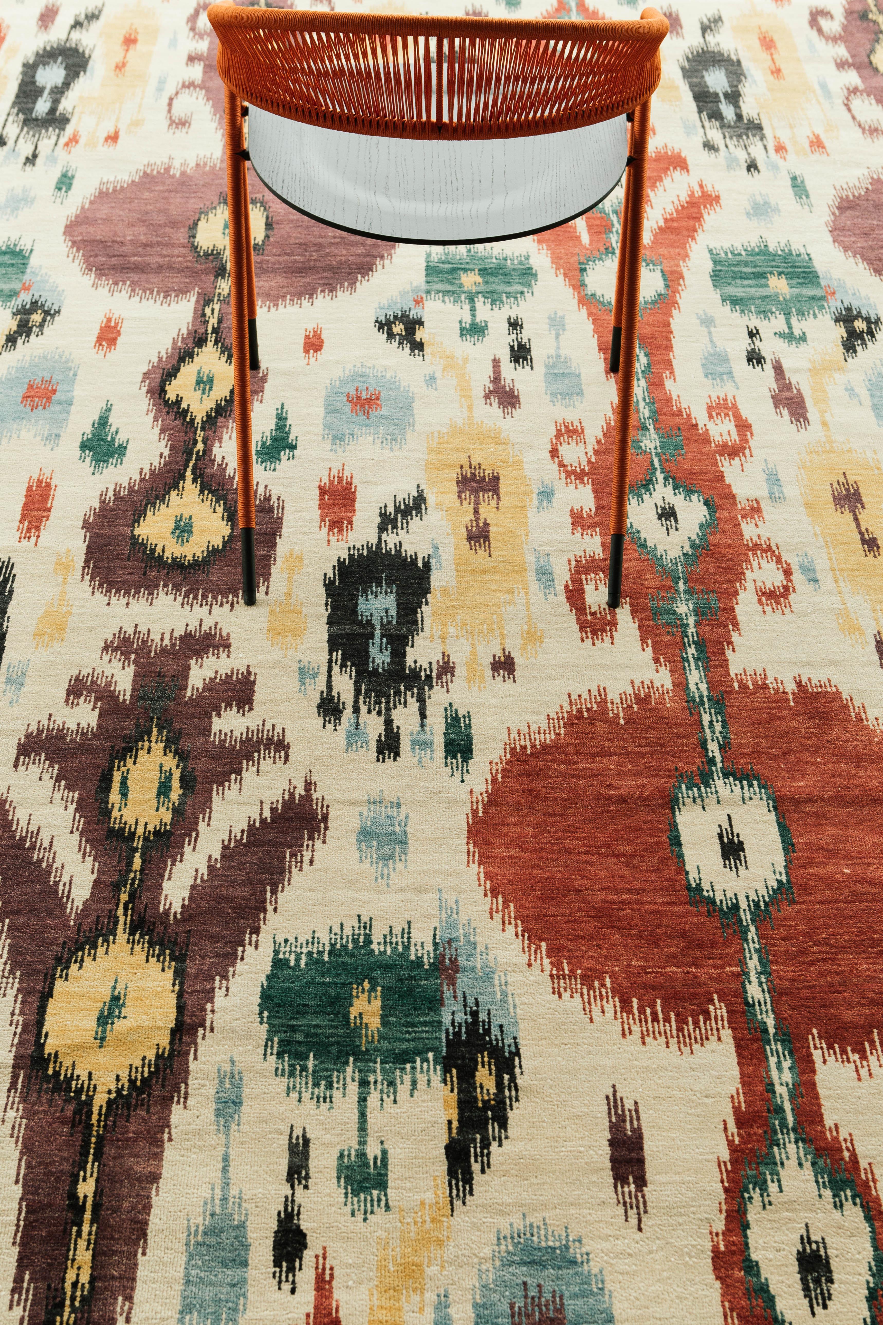 Contemporary Ikat Design Rug Ataru For Sale