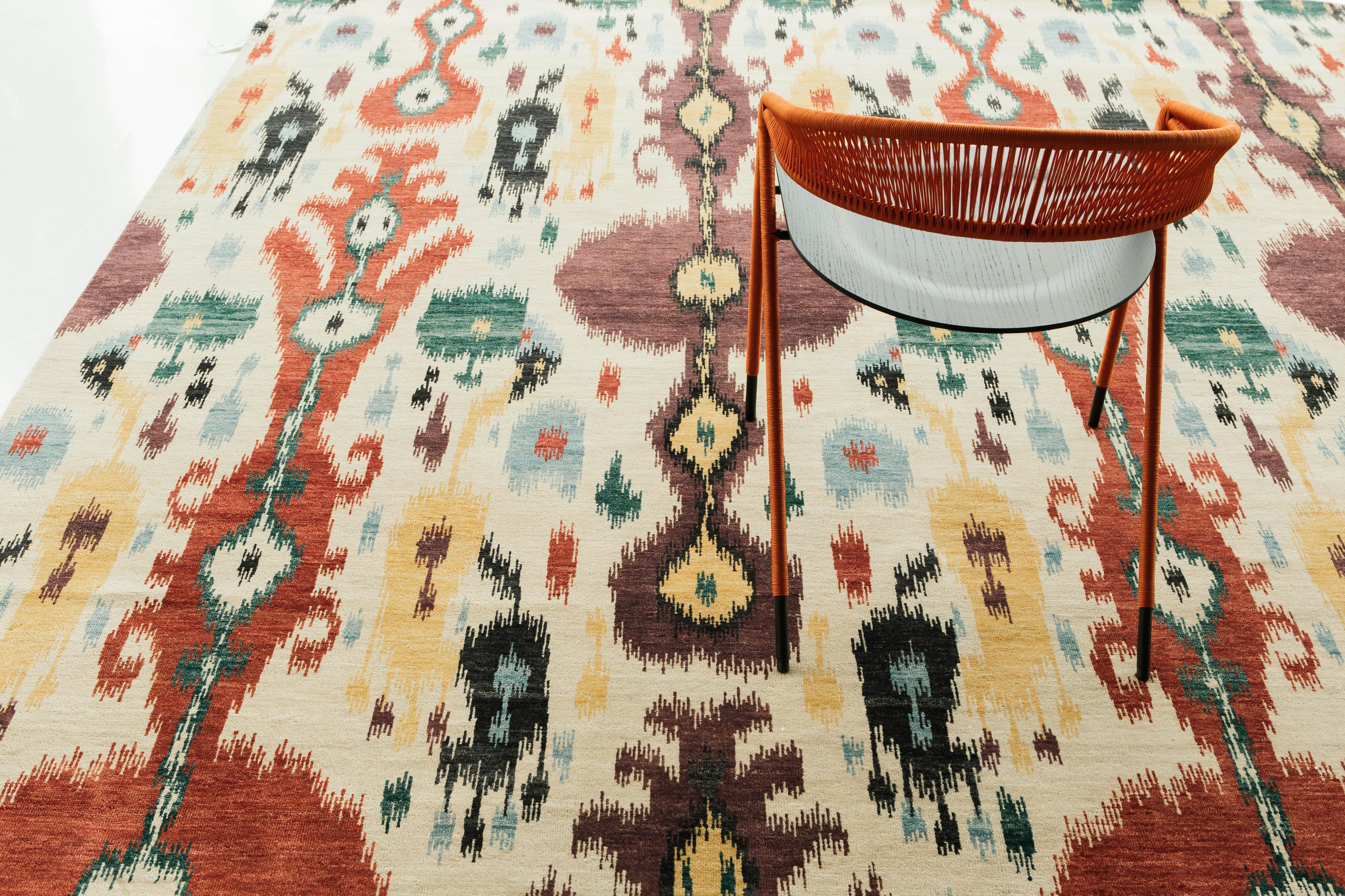 Ikat-Design-Teppich Ataru (Wolle) im Angebot