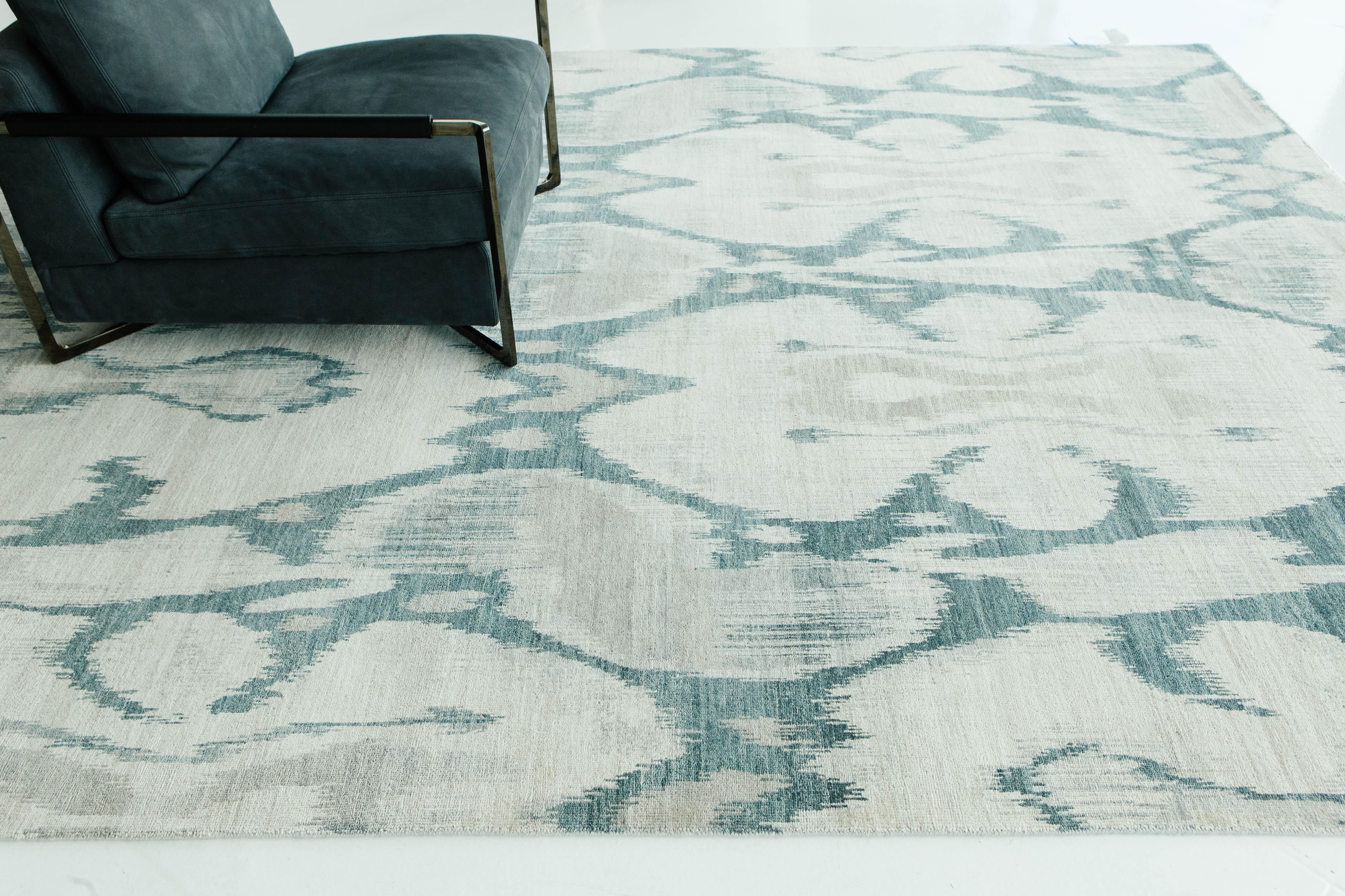 Hand-Knotted Ikat Design Rug Berja For Sale