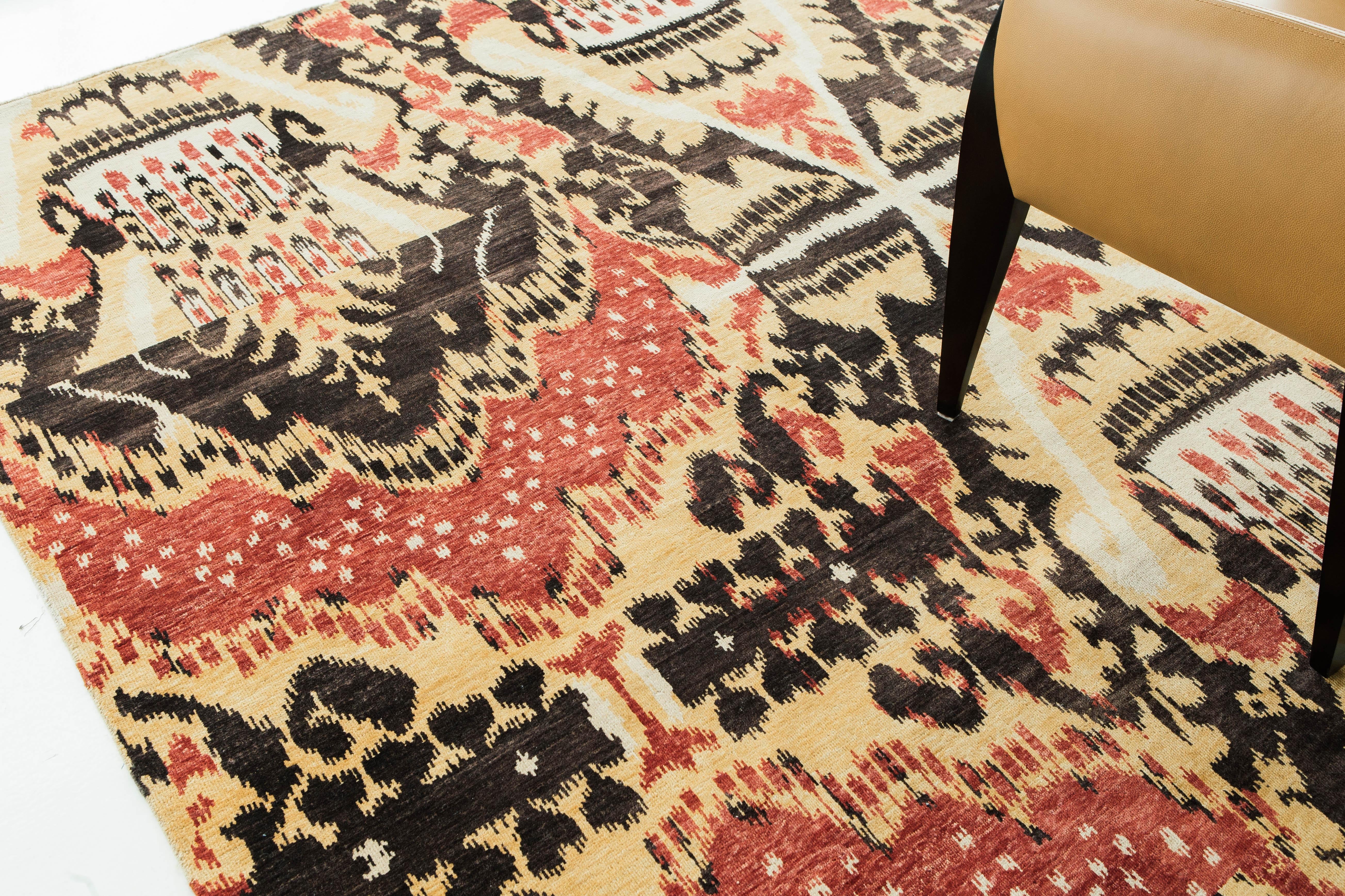 Wool Ikat Design Rug Chapan For Sale