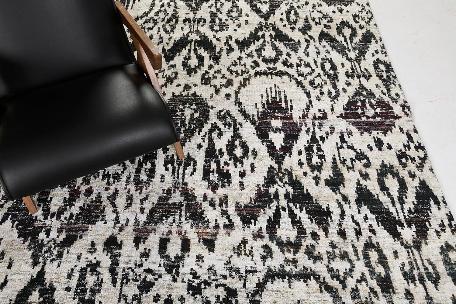 Annodato a mano Tappeto Sari con design Ikat di Mehraban Rugs in vendita