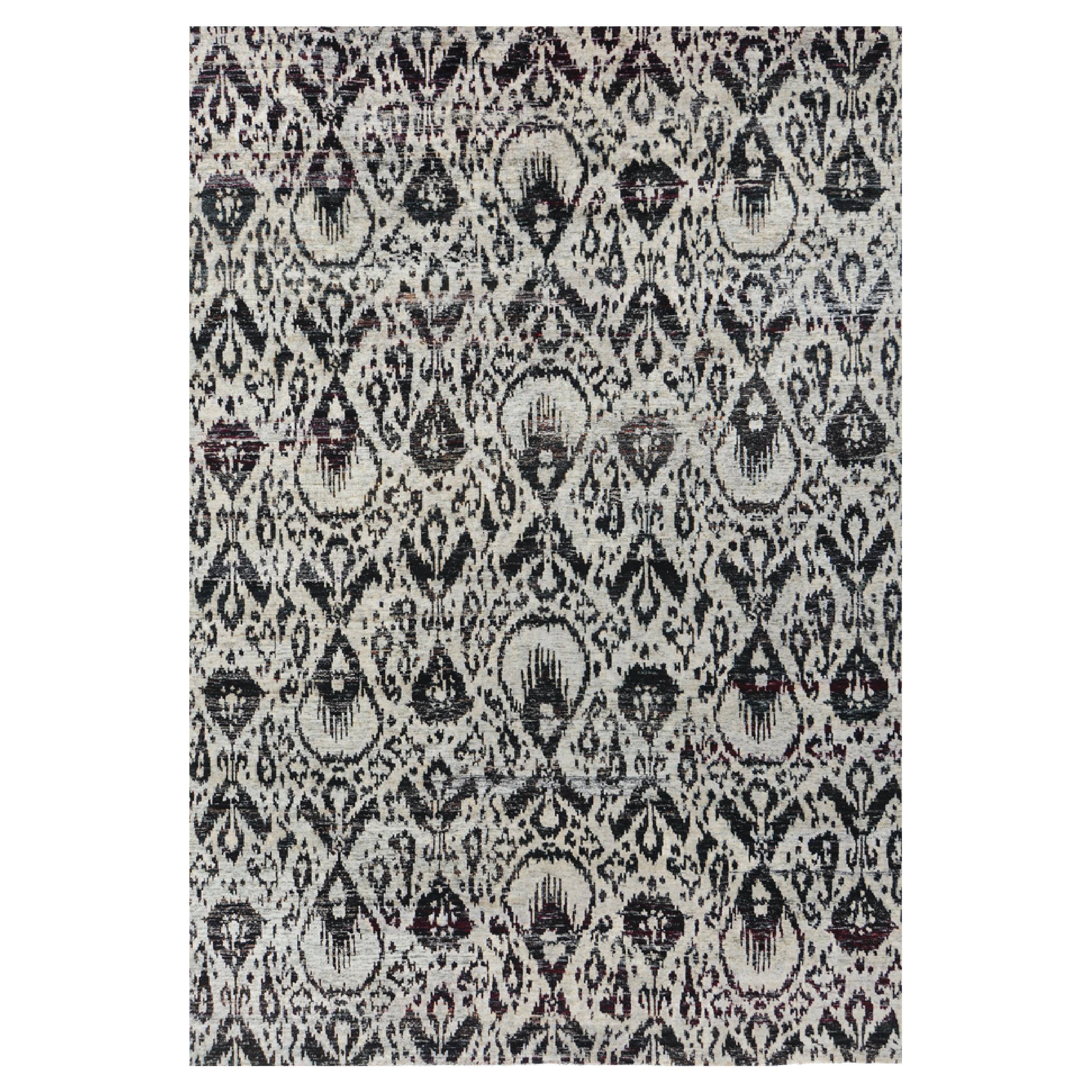 Ikat Design Rug Sari Silk from Mehraban For Sale