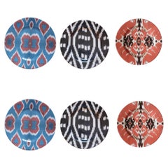 Ikat Dessert ceramic Plates Set of 6