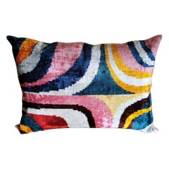 Ikat Fabric Handmade Rectangular Pillow In Uzbekistan