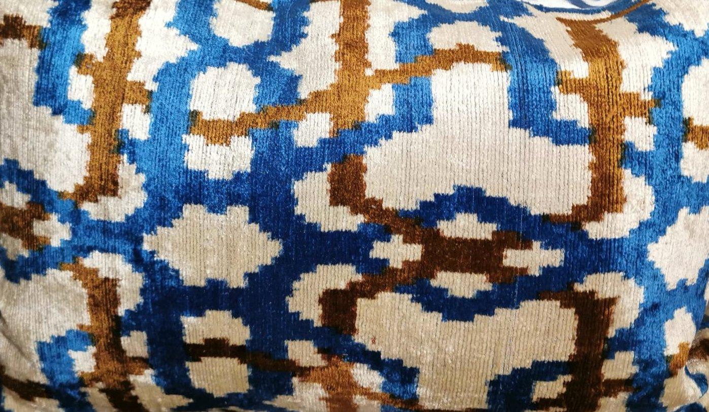 Ikat Fabric Pair Handmade Pillows in Uzbekistan 4