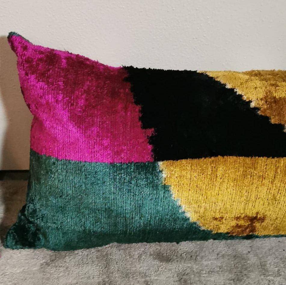 Ikat Fabric Pair Handmade Pillows In Uzbekistan For Sale 4