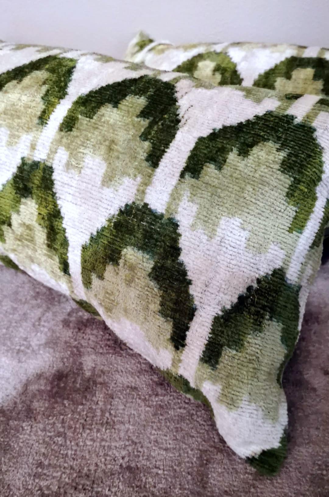  Ikat Fabric Pair Handmade Pillows In Uzbekistan For Sale 5