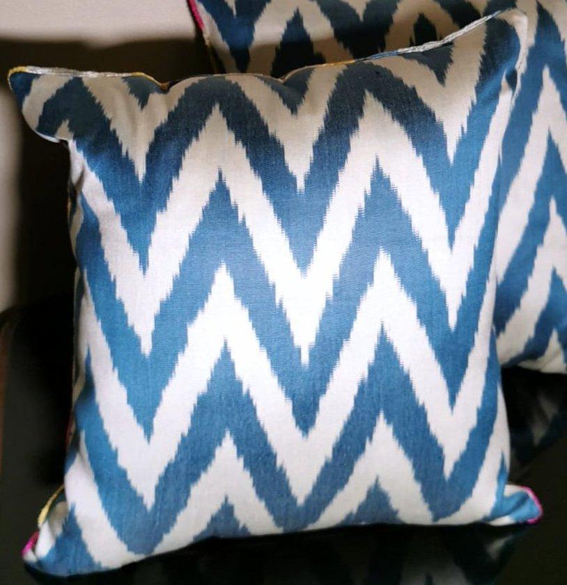 Ikat Fabric Pair Handmade Pillows In Uzbekistan 7