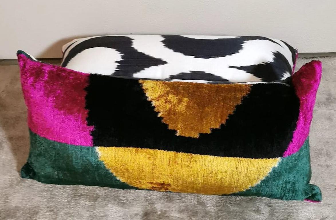 Ikat Fabric Pair Handmade Pillows In Uzbekistan For Sale 7