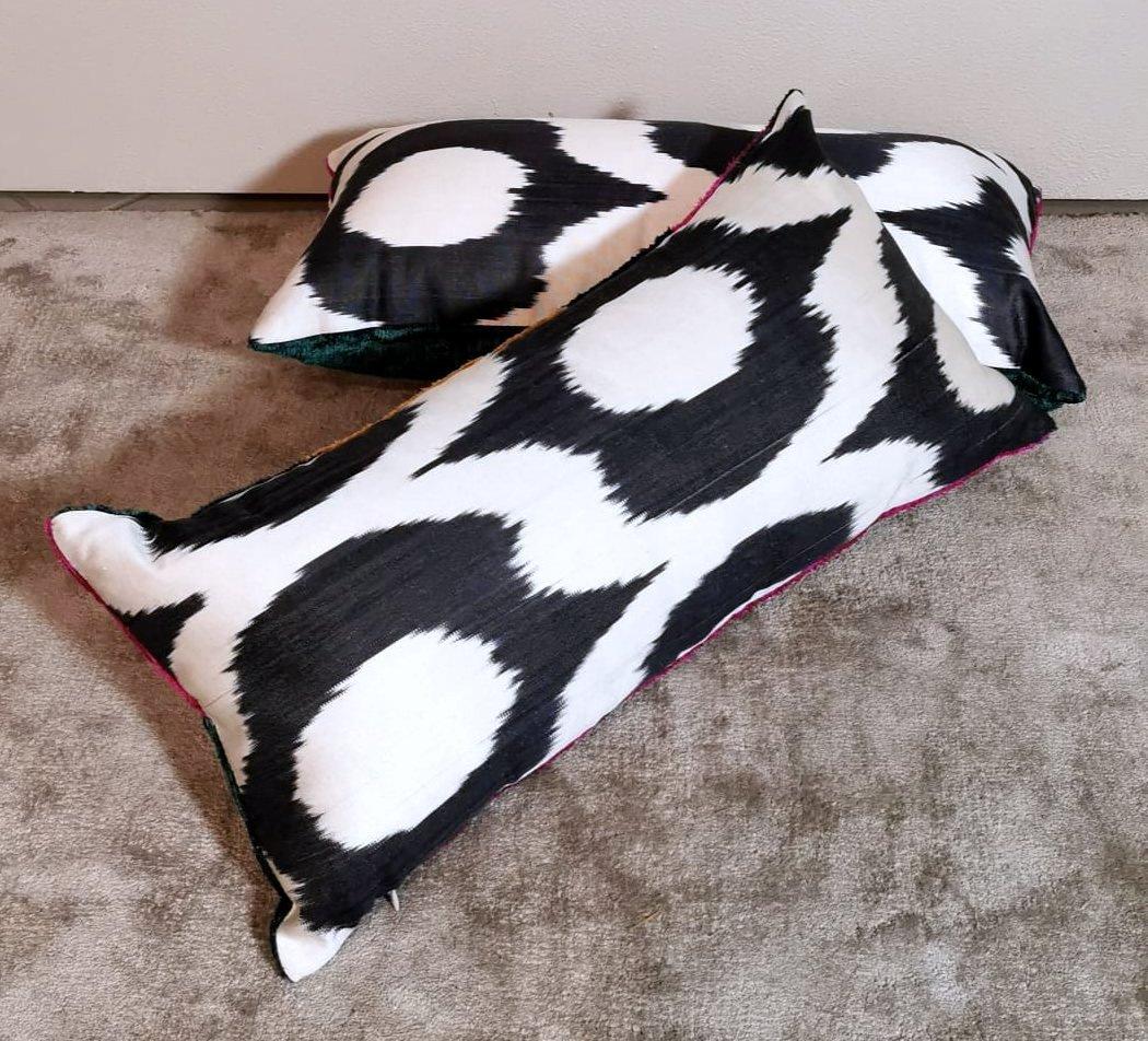 Ikat Fabric Pair Handmade Pillows In Uzbekistan For Sale 10