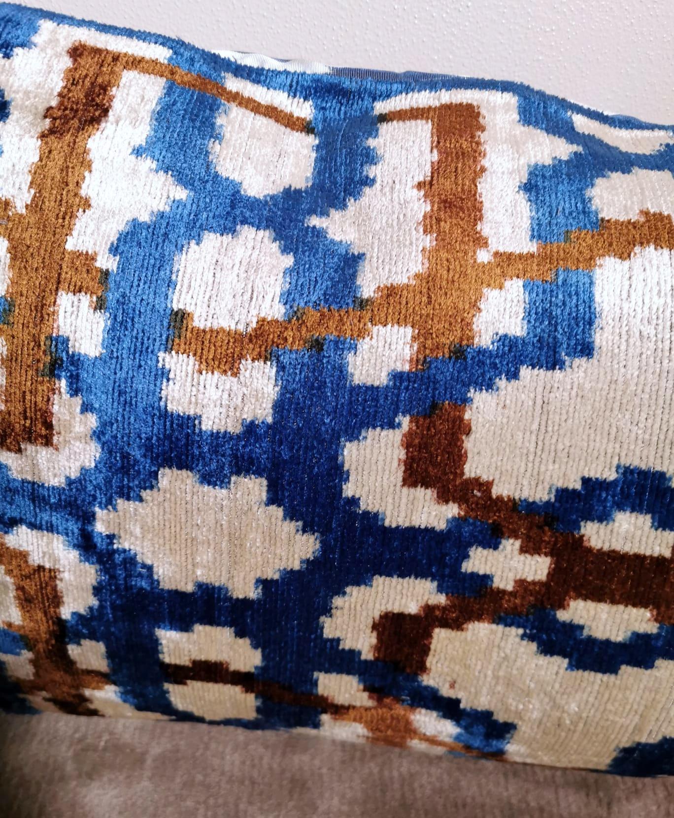 Ikat Fabric Pair Handmade Pillows in Uzbekistan 1