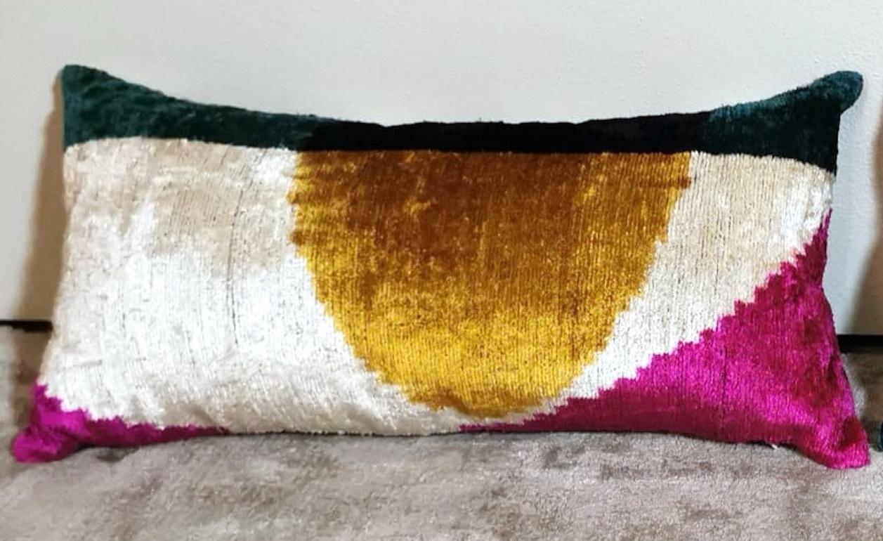 Ikat Fabric Pair Handmade Pillows In Uzbekistan For Sale 2