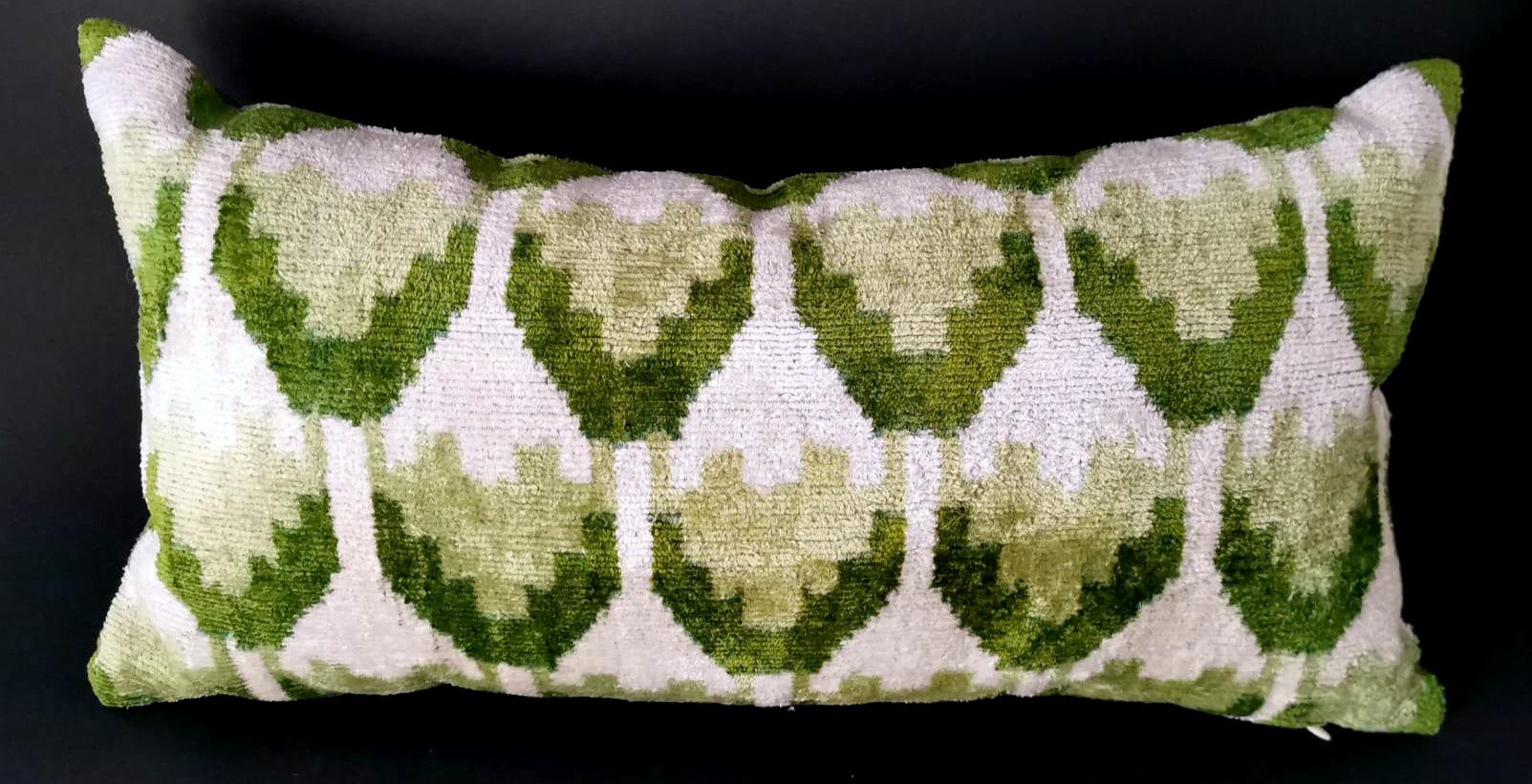  Ikat Fabric Pair Handmade Pillows In Uzbekistan For Sale 3