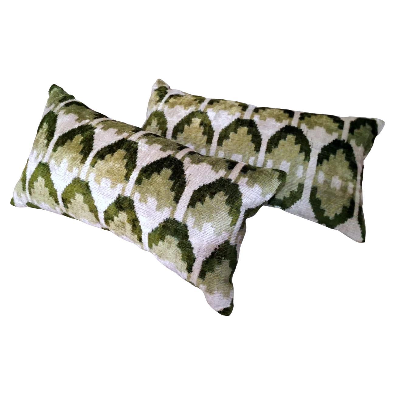  Ikat Fabric Pair Handmade Pillows In Uzbekistan For Sale