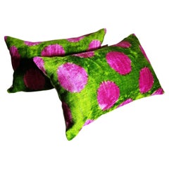 Ikat Fabric Pair Handmade Rectangular Pillows in Uzbekistan