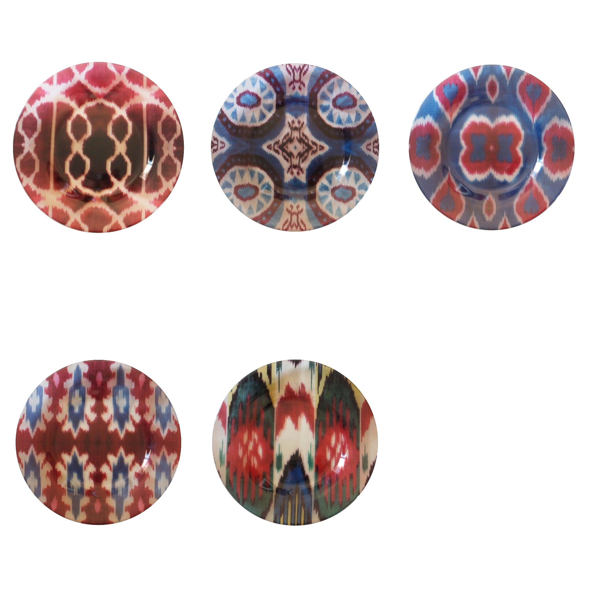 Ikat Glass Dinner Plates Set of 5