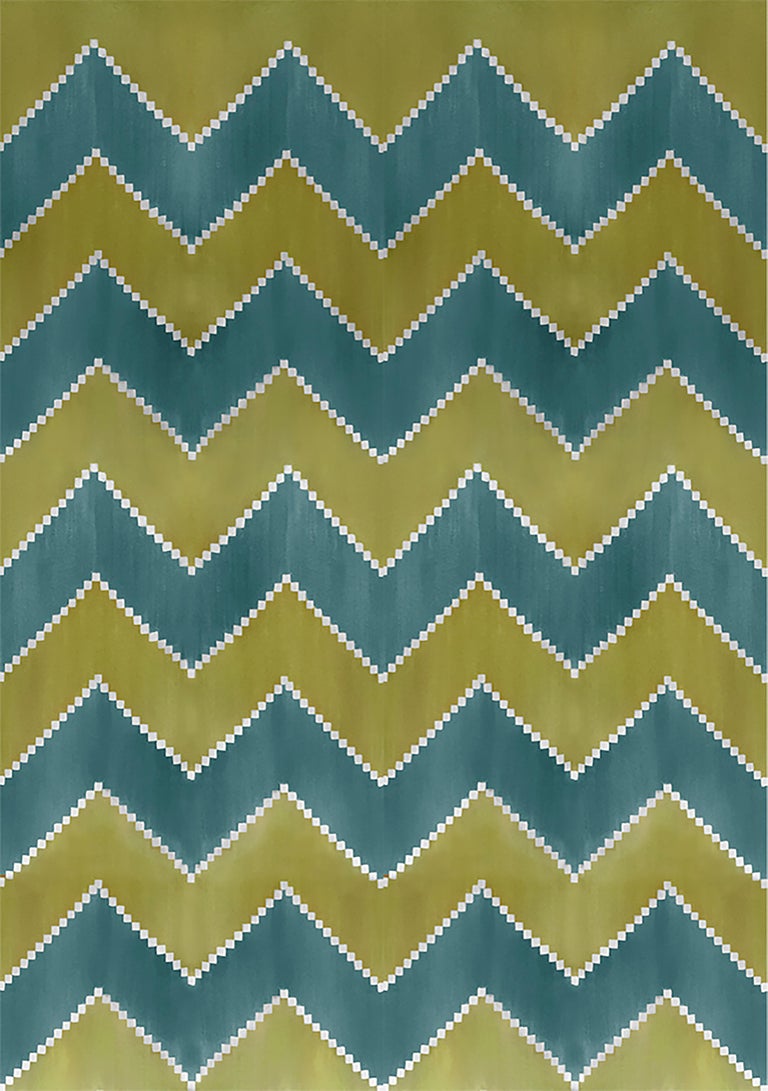 Ikat, Hand Painted Wallpaper Made in Italy colors entirely