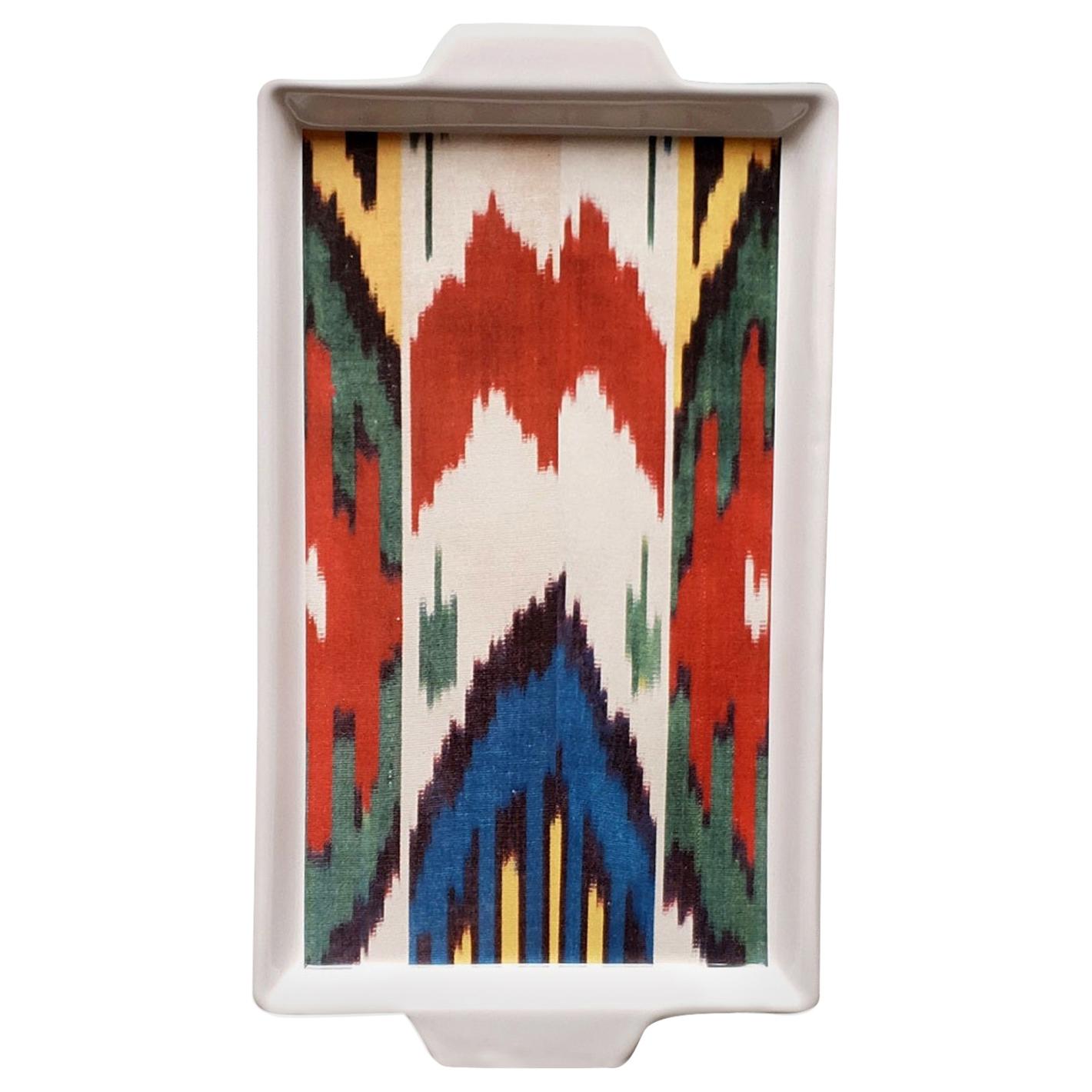 Ikat Handmade Ceramic Tray Made in Italy For Sale
