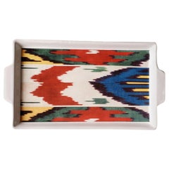 Ikat Handgefertigtes Keramiktablett, Made in Italy