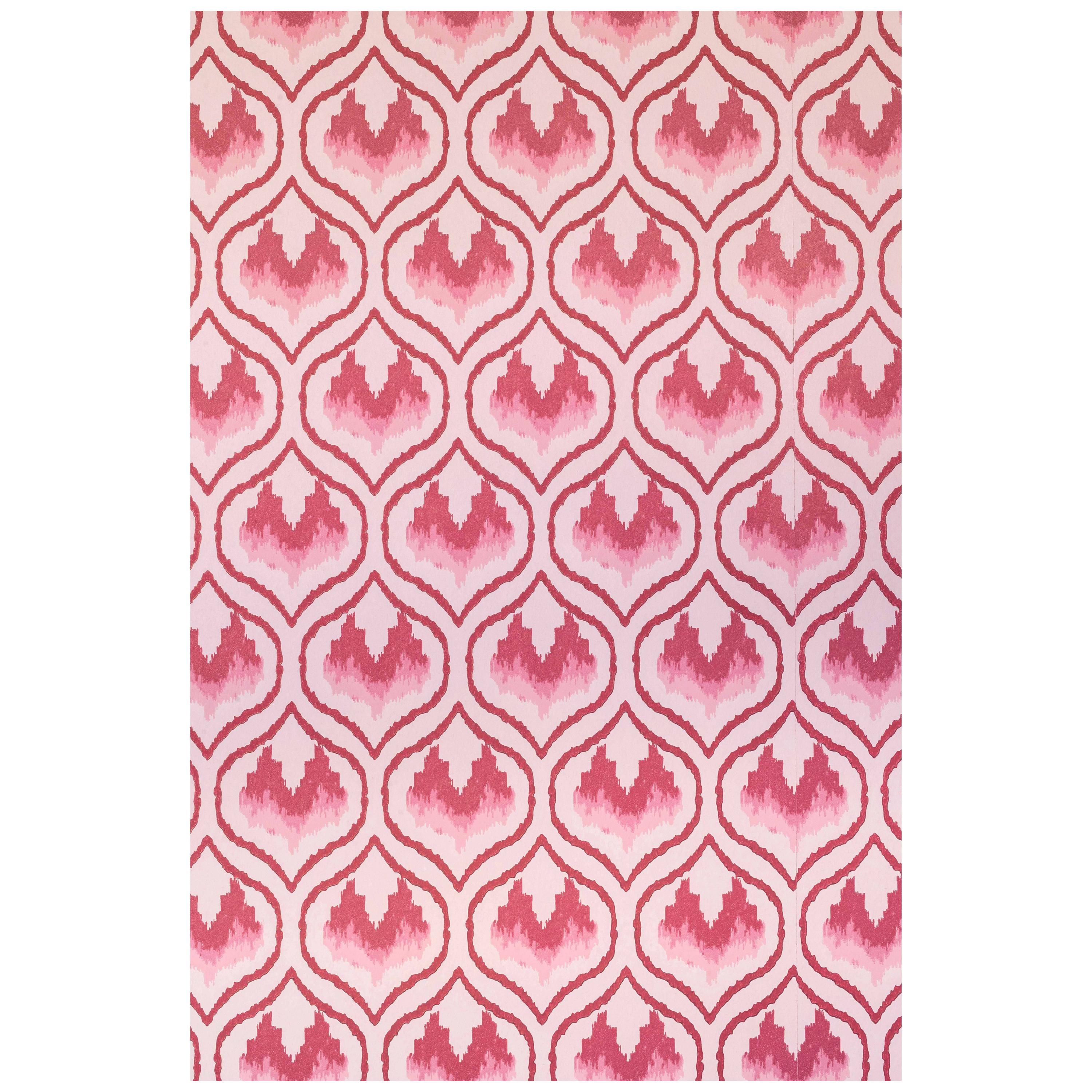 'Ikat Heart' Contemporary, Traditional Wallpaper in Oxblood For Sale