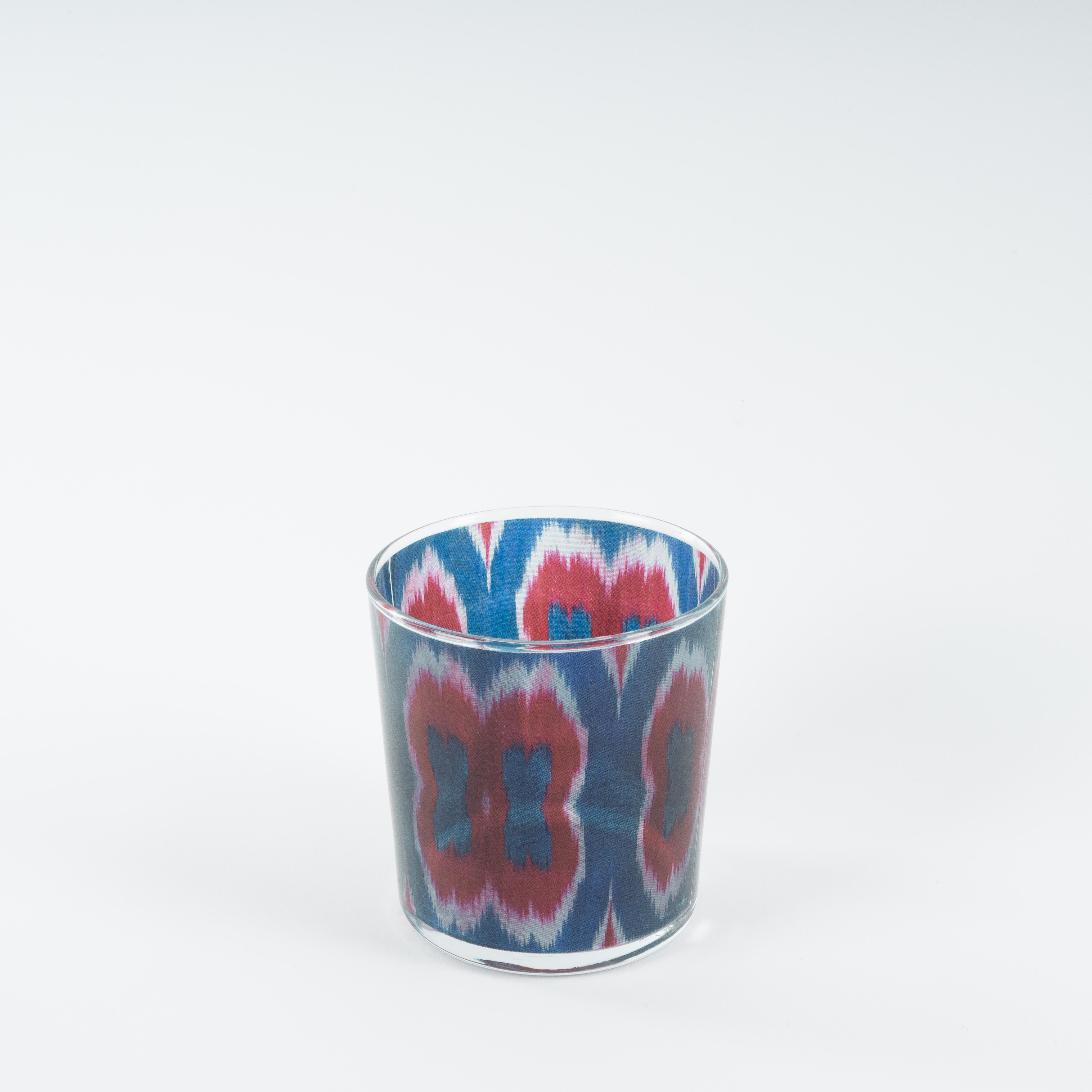 Turkish Ikat Multicolored Glass Tumblers - Set of 4 For Sale